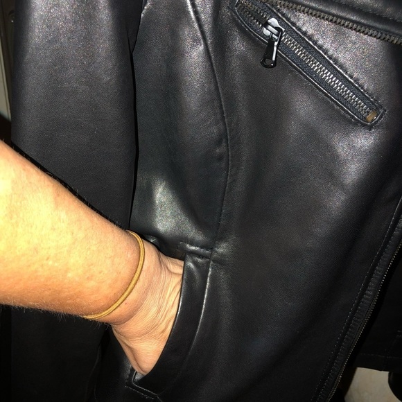 Kenneth Cole New York size Large black leather Moto jacket ultra soft pockets - Picture 6 of 10